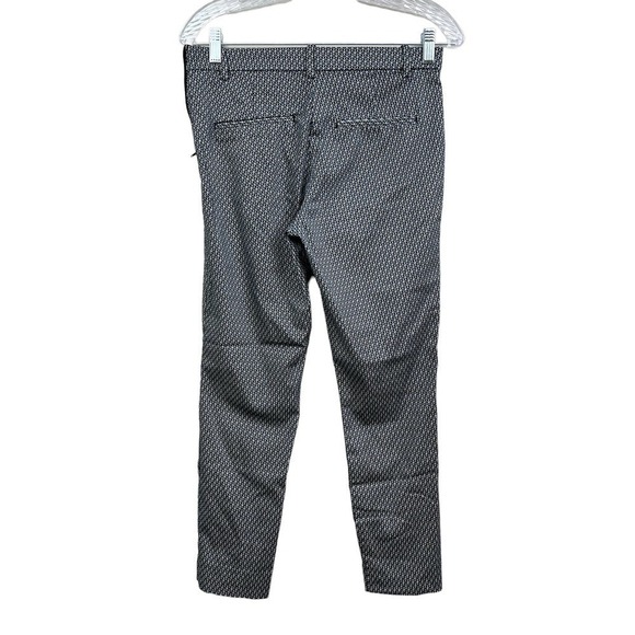 H&M Cropped Slim Pants Mid Rise Stretch Side Zip Blue Pattern Print Women 6 - Picture 6 of 7